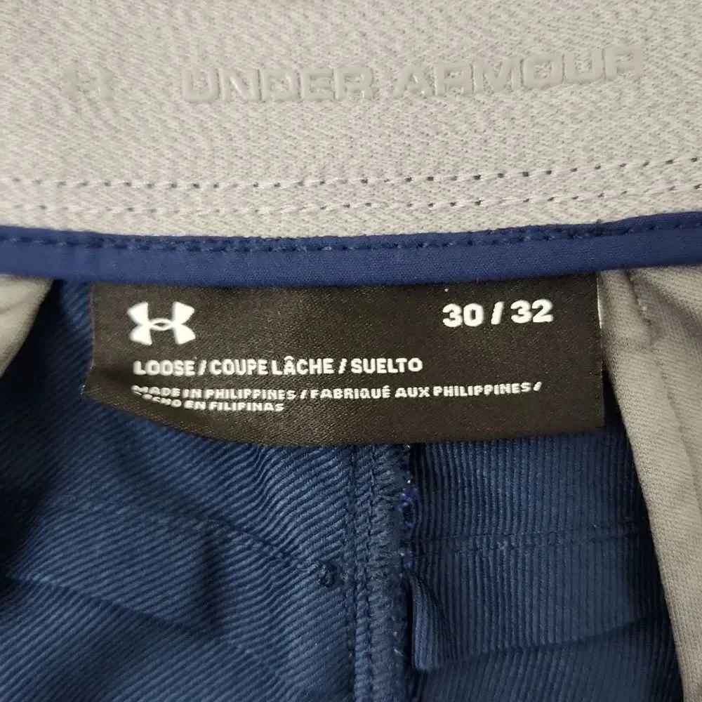 Under Armour Golf Pants Men's 30x32 Blue Loose Performance Stretch Flat Front